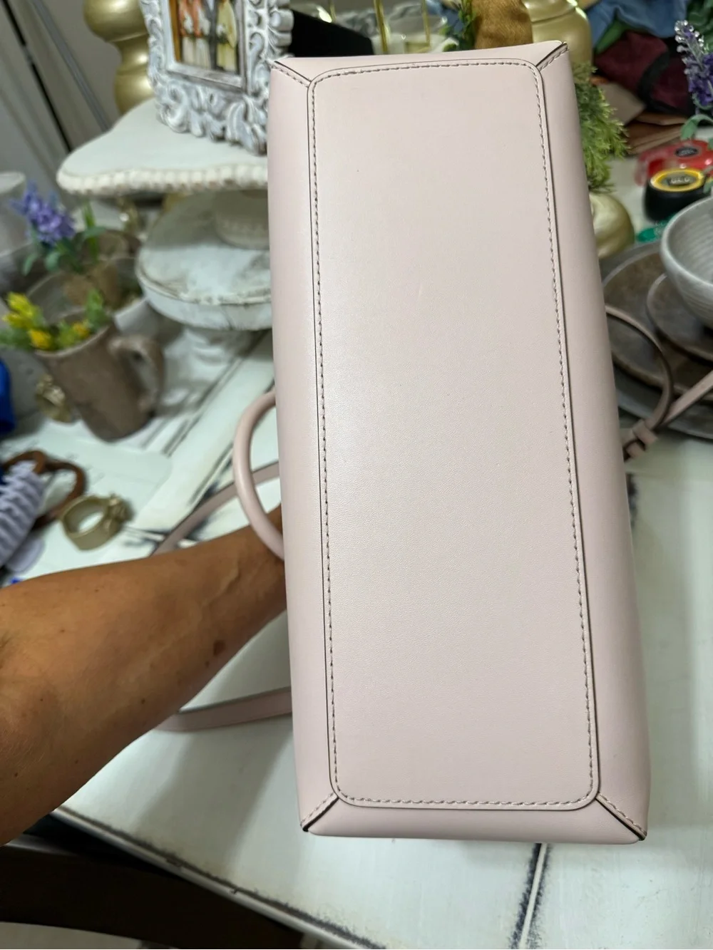 Michael Kors Hamilton Legacy Blush Pink Pebbled Leather Satchel Crossbody